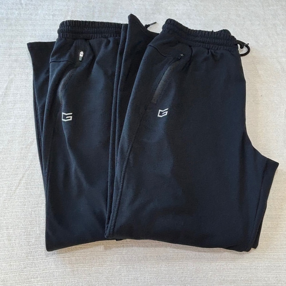 G Gradual Mens Black Athletic Sweatpants Set of 2 Size M Zipper Pockets Joggers